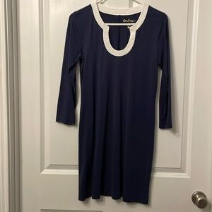Lilly Pulitzer Dress. Size Small. Navy with white trim. 3/4 length sleeves.